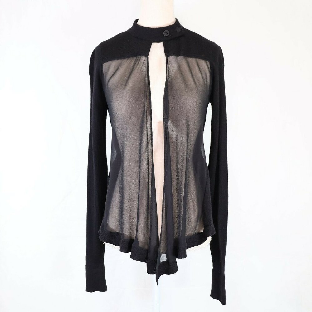 Vera Wang Coll Black Sheer Wool Sweater Small